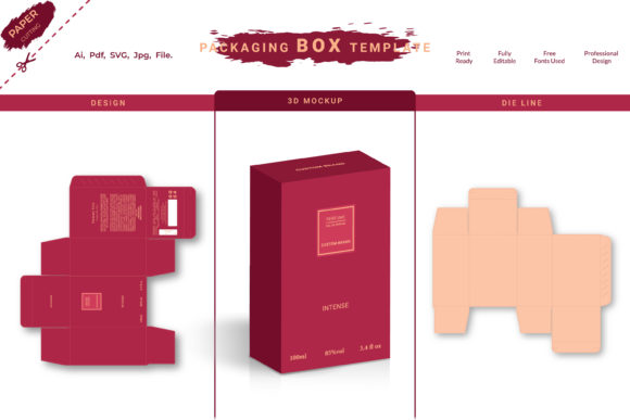 Box Packaging 3D Mockup for Perfume Review