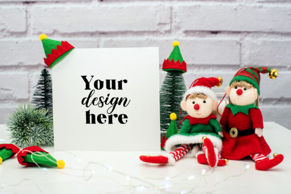 Christmas Card Mockup Elf 91 for Graphics and Invitations Amp