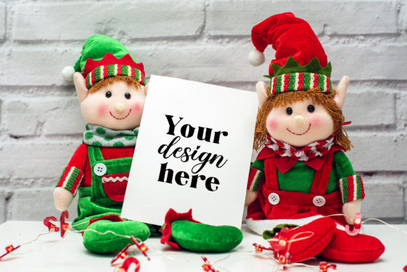Christmas Card Mockup. Elf Mockup 17 - A Playful Graphic for Holiday Designs