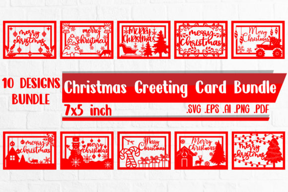 Christmas Greeting Cards BUNDLE Svg Eps for Graphics and Crafts