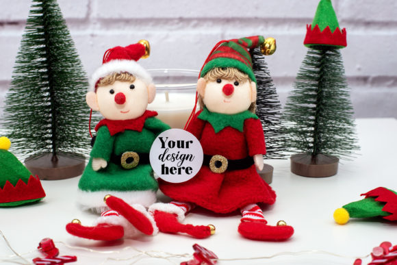 Christmas Sticker Mockup. Elf Mockup 112 for Graphics and Labels Amp