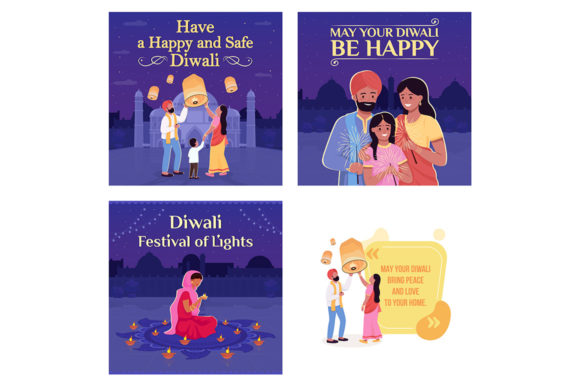 Deepavali Social Media Post Mockup Set for Graphic Templates