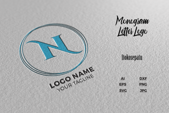 Logo Letter N Blue Texture Mockup for Crafting & Graphics