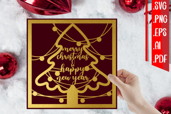 Merry Christmas Happy New Year Card 2 for Graphics and Crafts