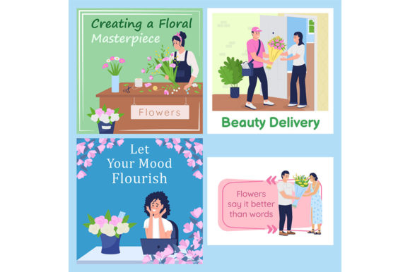 Order Bouquet Social Media Post Mockup - Graphic Templates for Handmade Creations