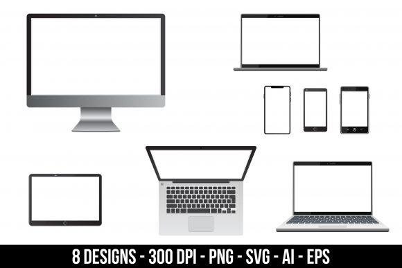 Realistic Devices Mockup Clipart Set for Branding