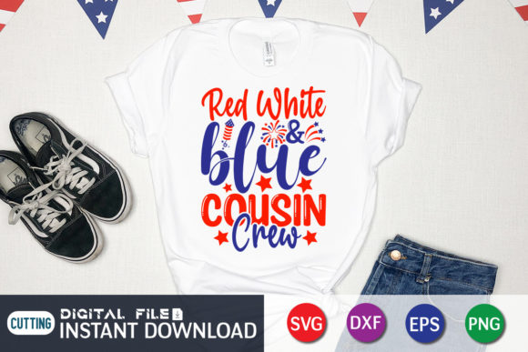 Red White and Blue Cousin Crew Svg for Crafts and Graphics