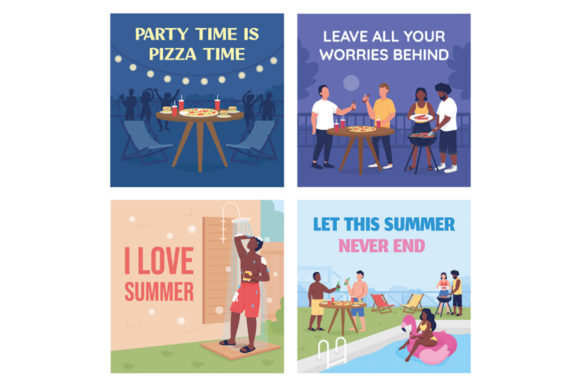 Summertime Social Media Post Mockup Set for Graphic Templates