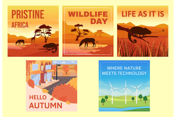 Wildlife Social Media Post Mockup Set - Graphic Templates for Handmade Creations