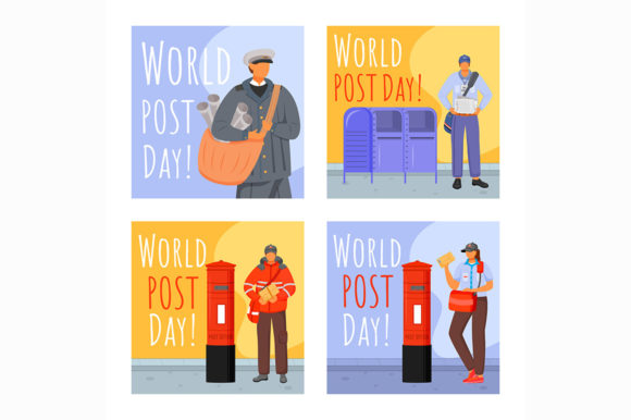 World Post Day Social Media Post Mockup - Graphic Templates for Content Publishing
